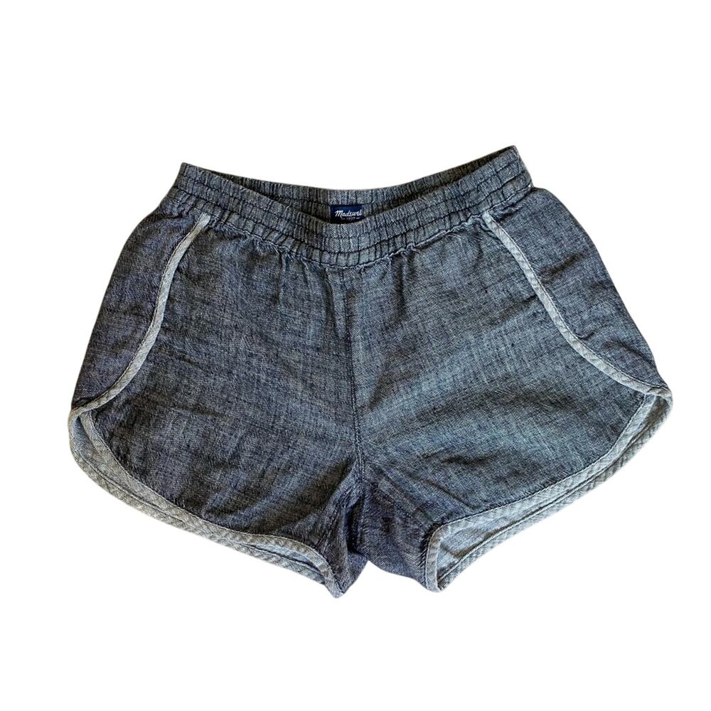 Madewell Preppy Chic Linen Blend Elevated Casual Minimal Pull-on Pocket Shorts